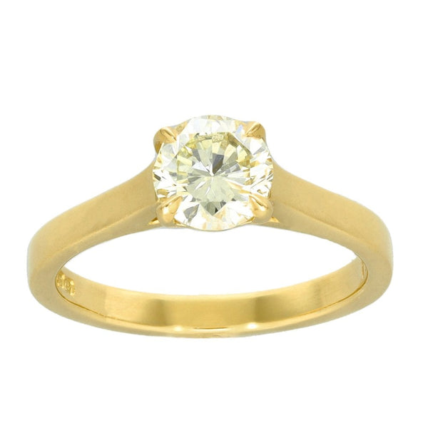 18ct Yellow Gold Certified Diamond Engagement Ring - 1.07ct