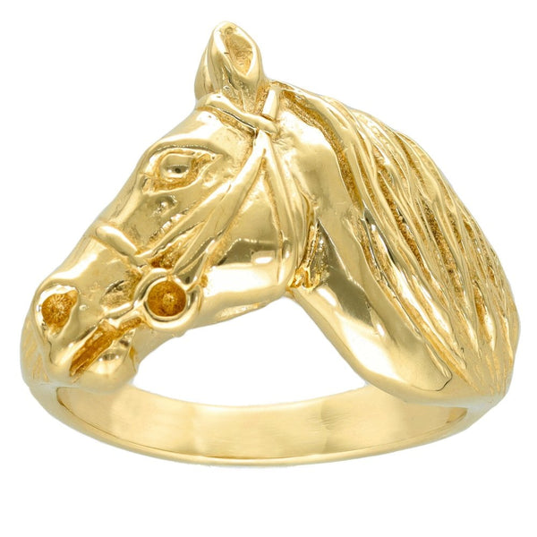 9ct Yellow Gold Horse Head Ring - Size X