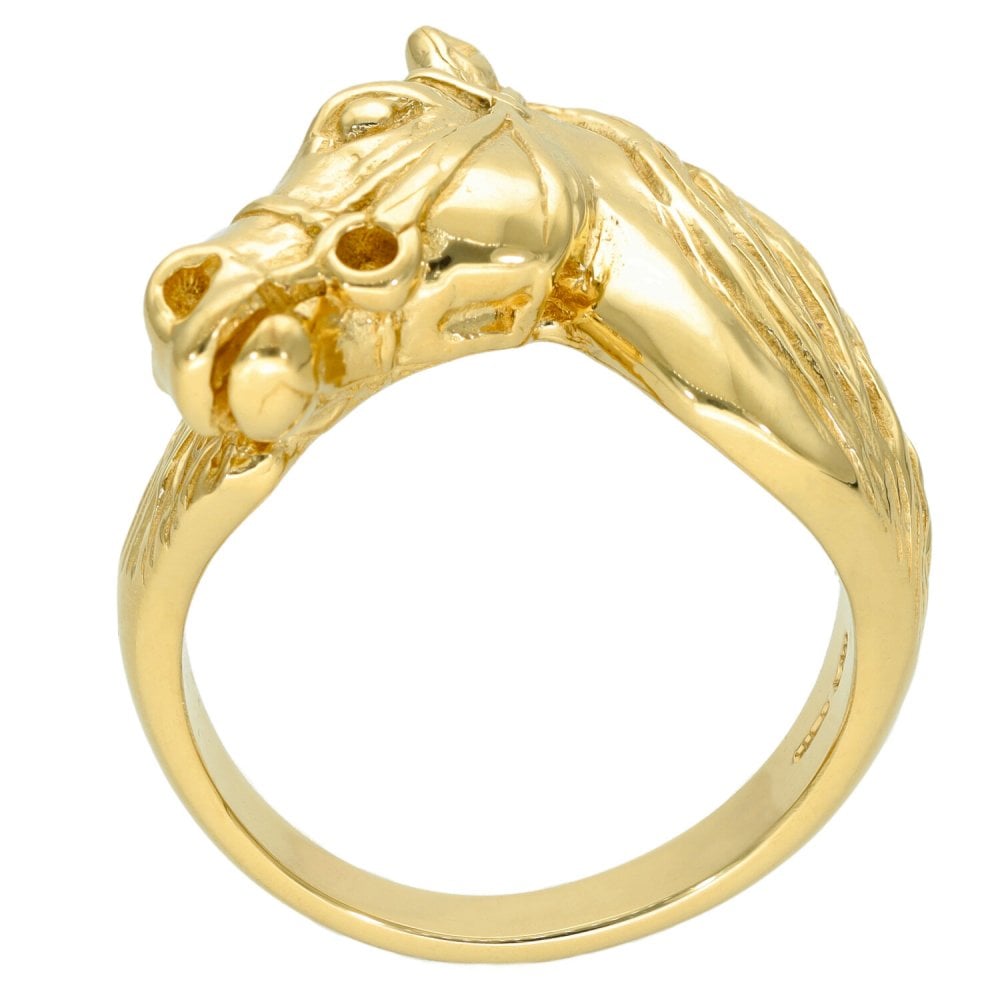 9ct Yellow Gold Horse Head Ring - Size X