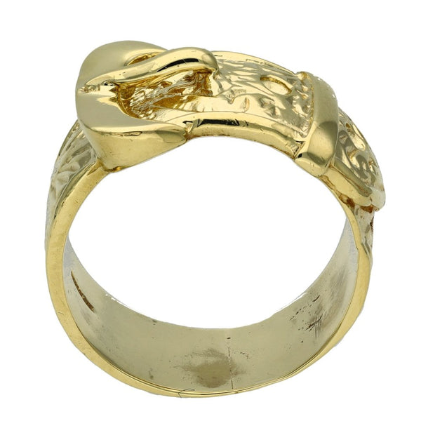 9ct Yellow Gold Patterned Buckle Ring - Size Y