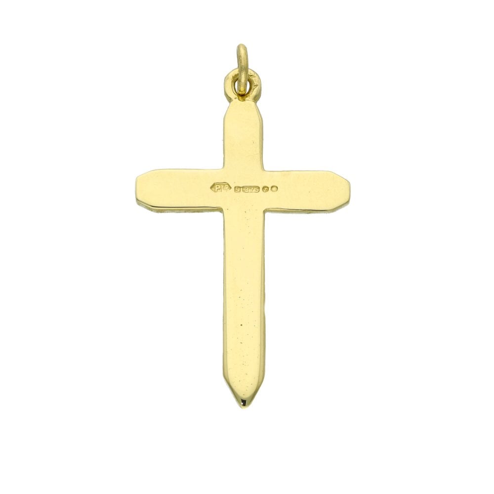 9ct Yellow Gold Bark Effect Cross - 2.1g