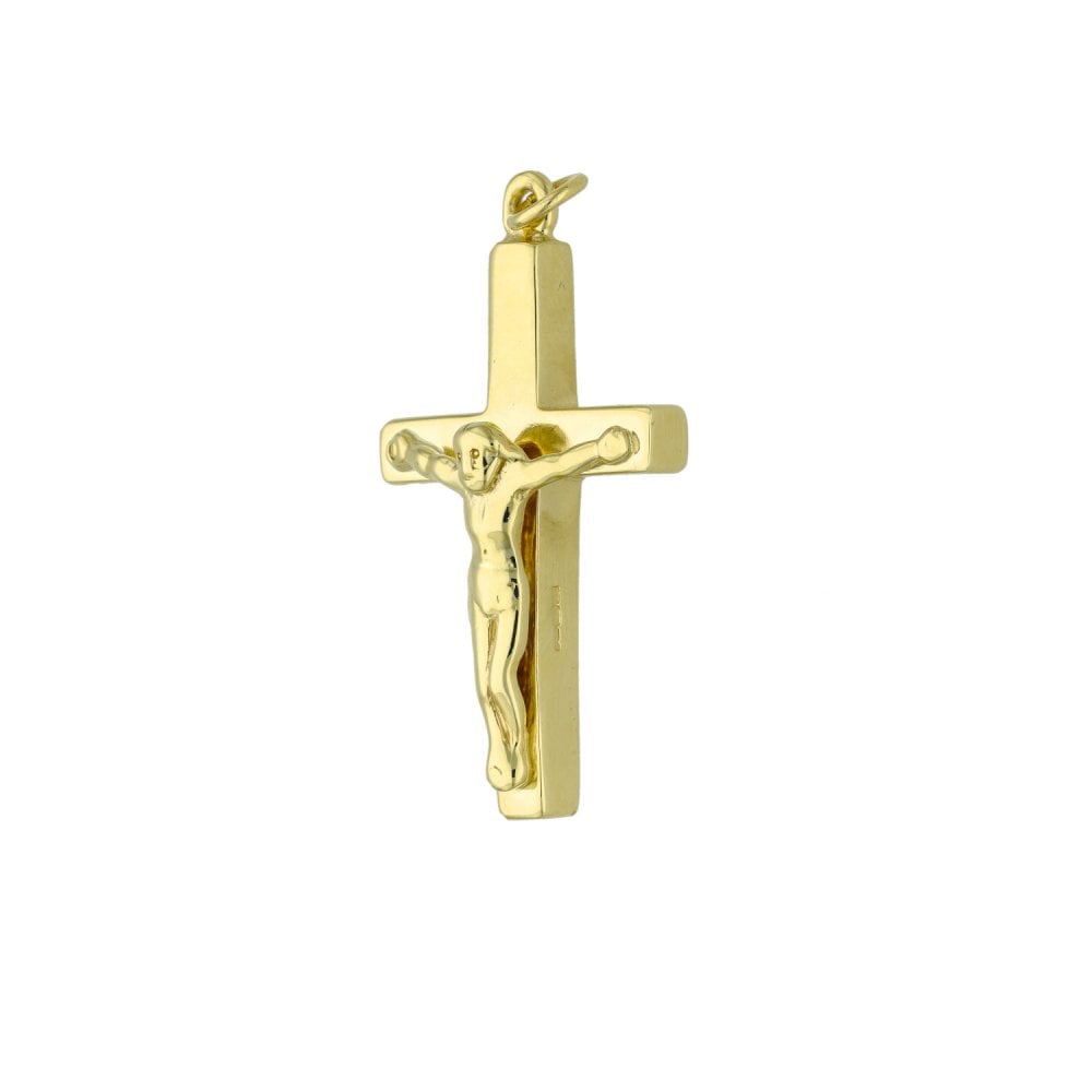 9ct Yellow Gold Block Crucifix - 5.8g