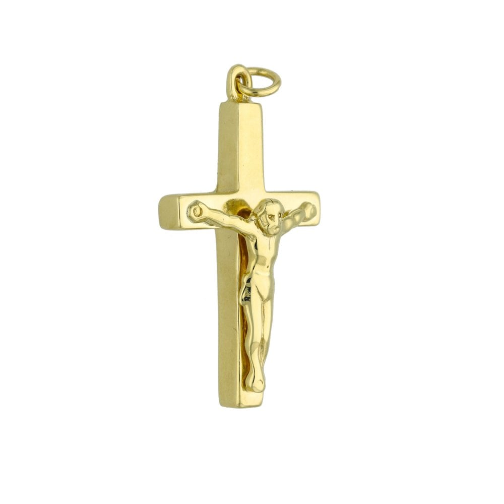 9ct Yellow Gold Block Crucifix - 5.8g