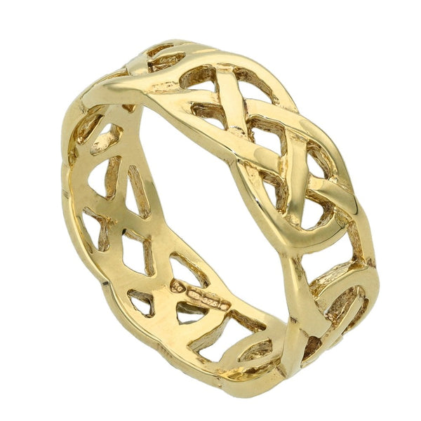 9ct Yellow Gold Open Celtic Wedding Band Ring - Size R