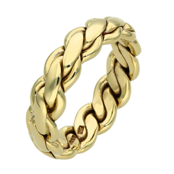9ct Yellow Gold Rope Twist Band Ring - Size V