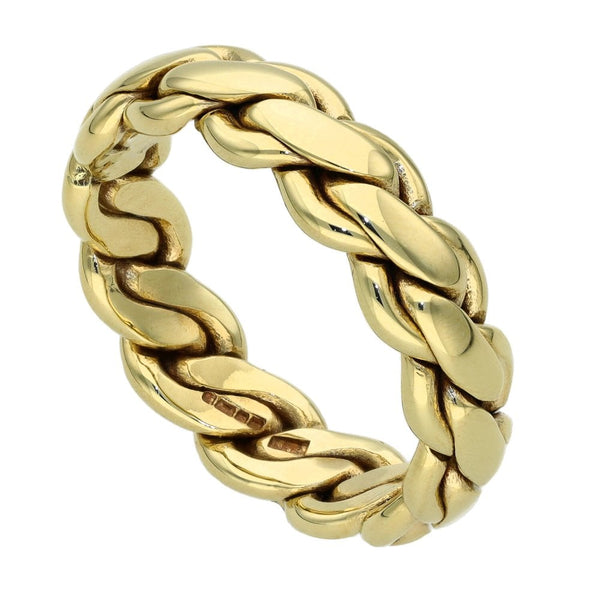 9ct Yellow Gold Rope Twist Band Ring - Size V