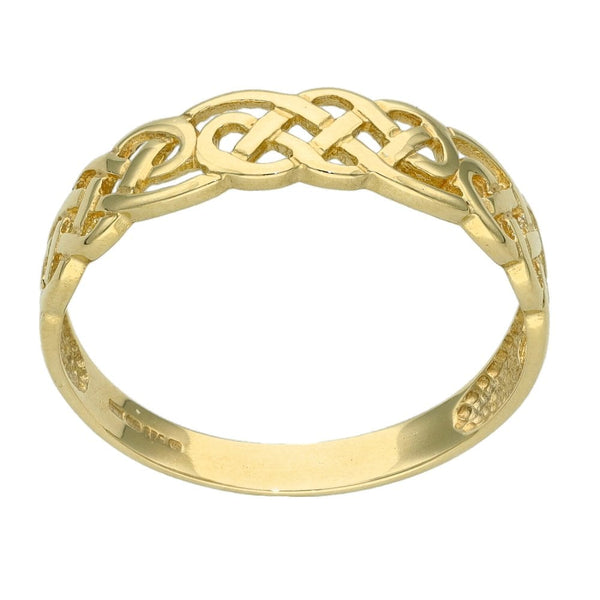 9ct Yellow Gold Open Celtic Ring - Size Q
