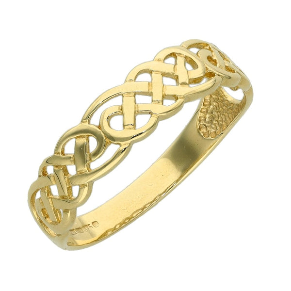 9ct Yellow Gold Open Celtic Ring - Size Q