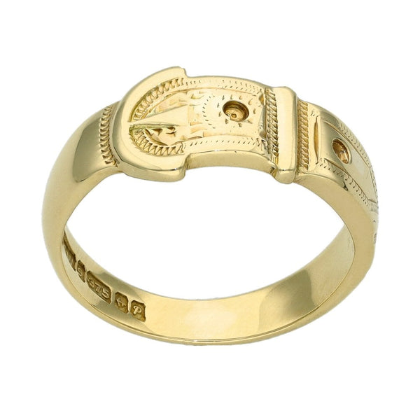 9ct Yellow Gold Buckle Ring - 3.2g - Size J
