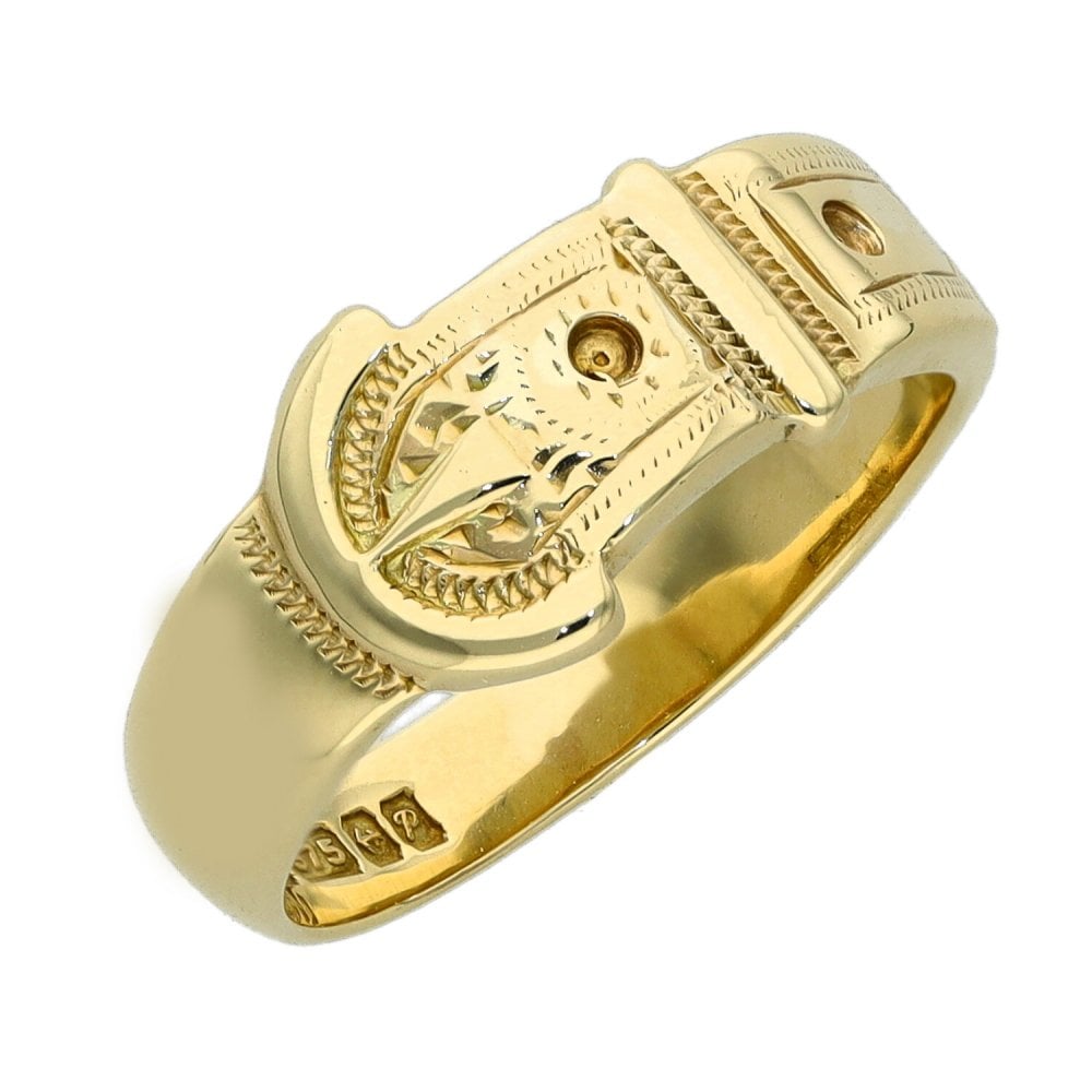 9ct Yellow Gold Buckle Ring - 3.2g - Size J