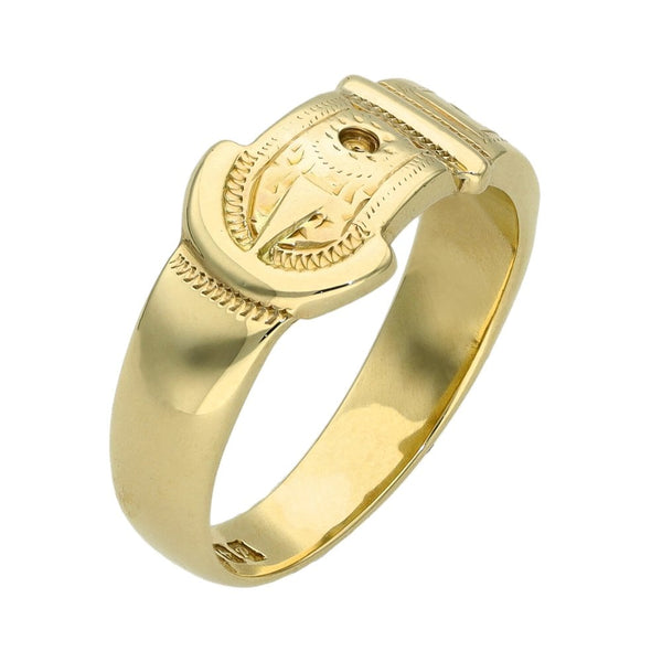 9ct Yellow Gold Buckle Ring - 3.2g - Size J