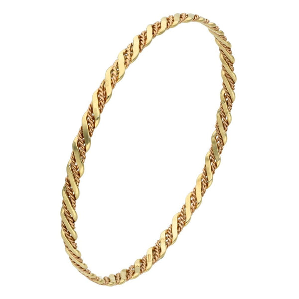 Ladies 9ct Rose & Yellow Gold Twist Style Bangle - 7.3g