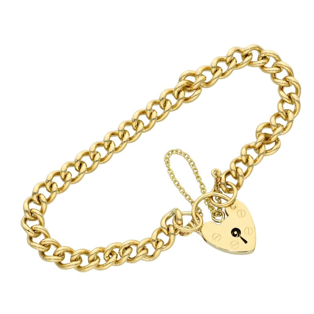 Ladies 9ct Yellow Gold Curb Bracelet - 15.2g