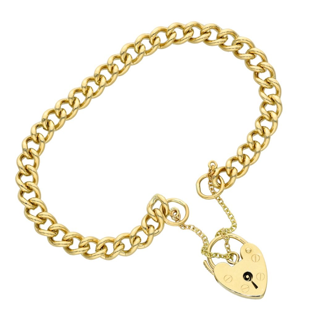 Ladies 9ct Yellow Gold Curb Bracelet - 15.2g