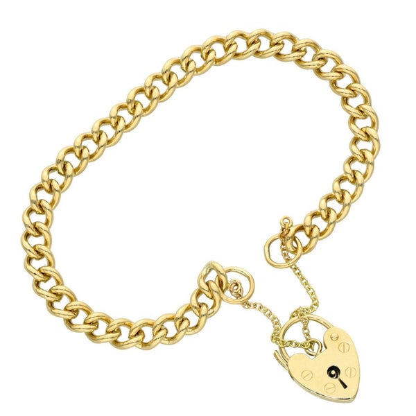 Ladies 9ct Yellow Gold Curb Bracelet - 15.2g