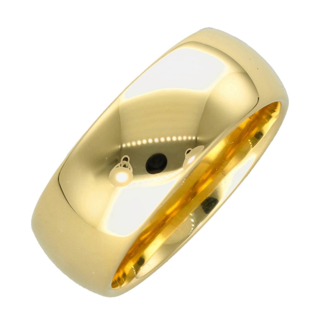 9ct Yellow Gold 8mm D-Shape Wedding Ring - Size U