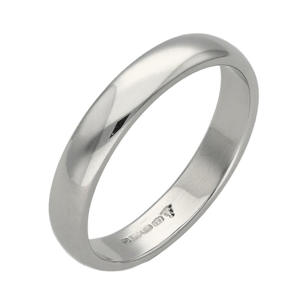 9ct White Gold 4mm D-Shape Wedding Ring - Size R