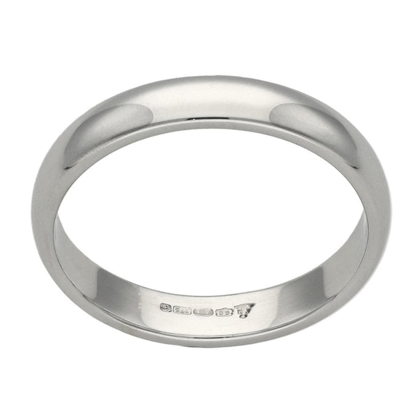 9ct White Gold 4mm D-Shape Wedding Ring - Size R