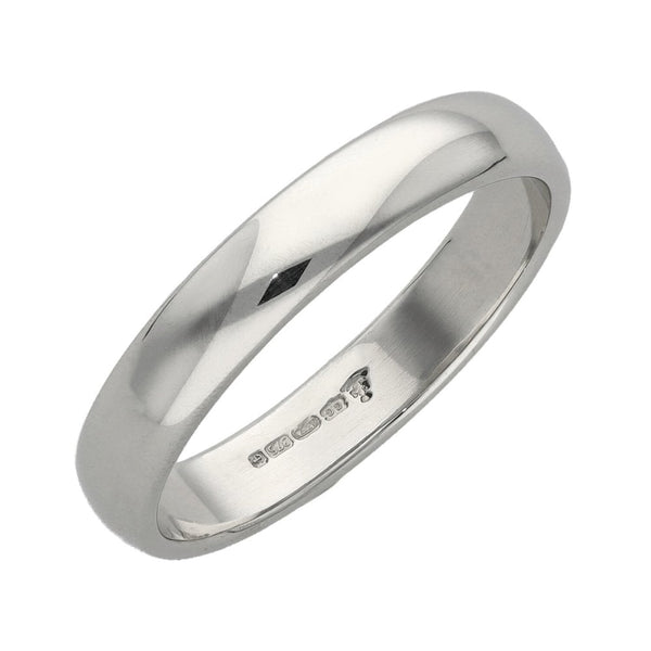 9ct White Gold 4mm D-Shape Wedding Ring - Size R