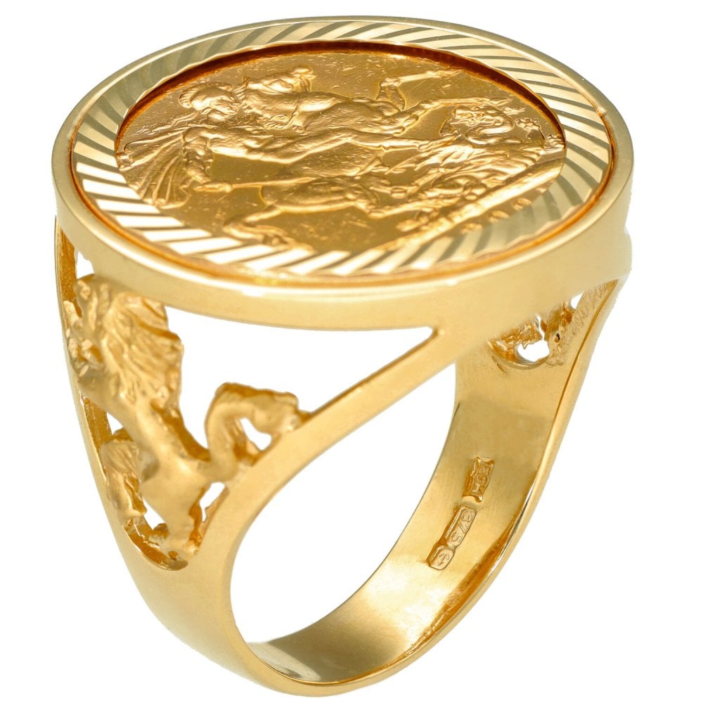 Yellow Gold 1900 Full Sovereign Coin Mounted Ring - 15.1g