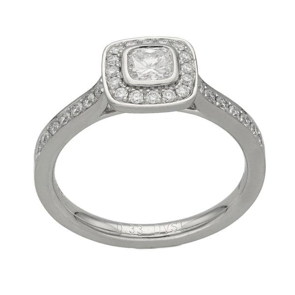 0.61ct Platinum Certified Cluster Diamond Engagement Ring D/VS1