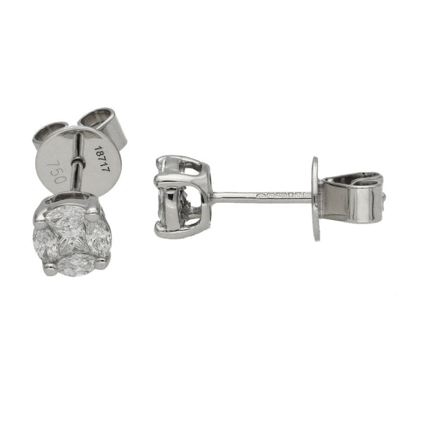 Ladies 18ct White Gold Diamond Set Stud Earrings - 0.39ct