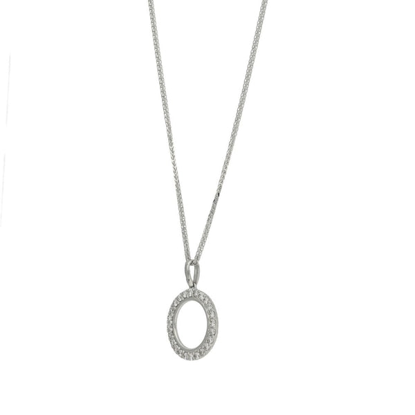 18ct White Gold Diamond Circle Pendant & Necklace - 18" - 0.43ct