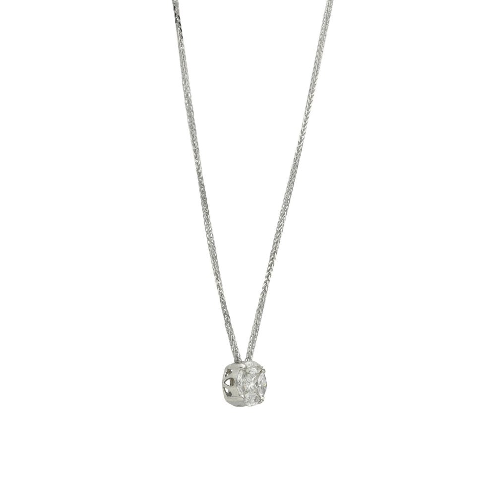 18ct White Gold 0.46ct Diamond Pendant & Necklace - 18" - 0.46ct