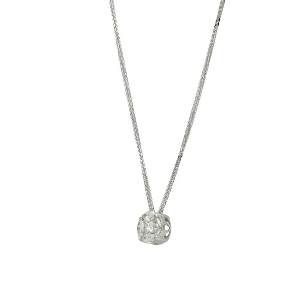 18ct White Gold 0.46ct Diamond Pendant & Necklace - 18" - 0.46ct