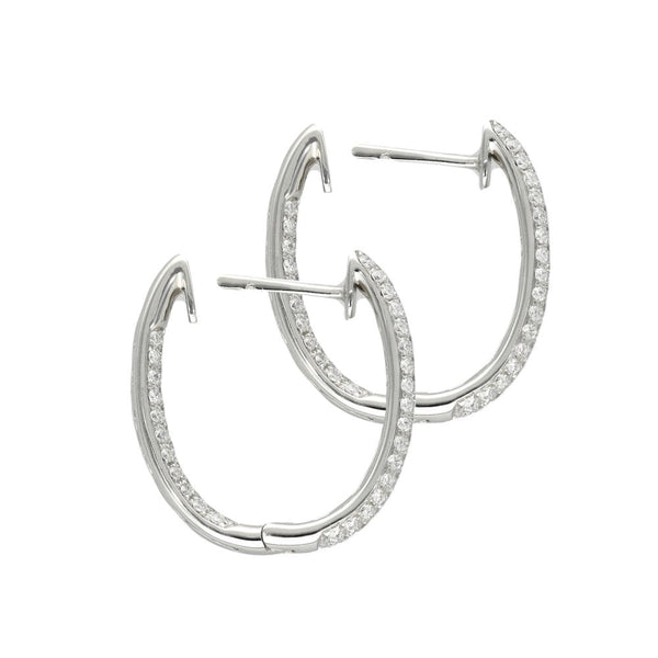 Ladies 18ct White Gold Diamond Set Hoop Earrings - 0.81ct