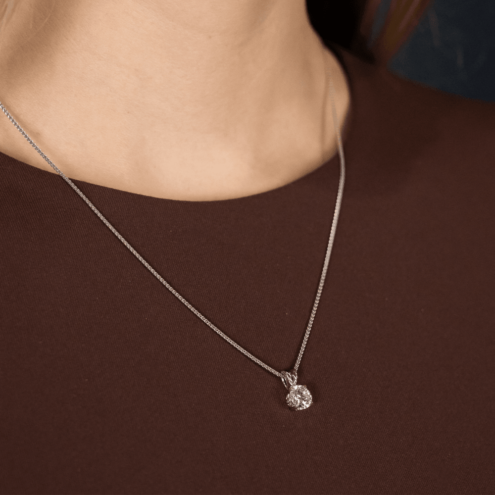 1.00ct White Gold Certified Diamond Pendant & Chain - D/SI1