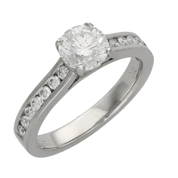 18ct White Gold Four Claw Diamond Engagement Ring - 1.01ct