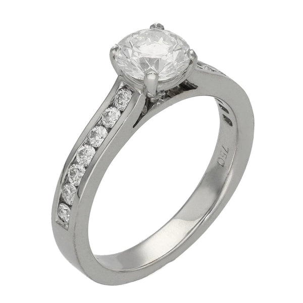 18ct White Gold Four Claw Diamond Engagement Ring - 1.01ct