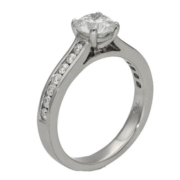 18ct White Gold Four Claw Diamond Engagement Ring - 1.01ct