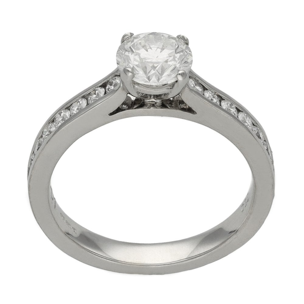18ct White Gold Four Claw Diamond Engagement Ring - 1.01ct