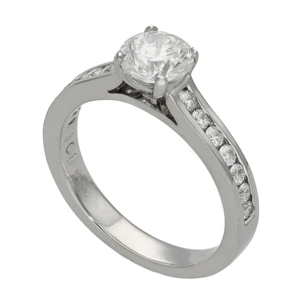 18ct White Gold Four Claw Diamond Engagement Ring - 1.01ct