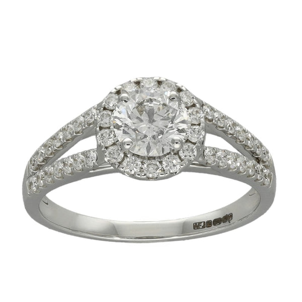 Ladies 9ct White Gold Certified 1.00ct Diamond Engagement Ring
