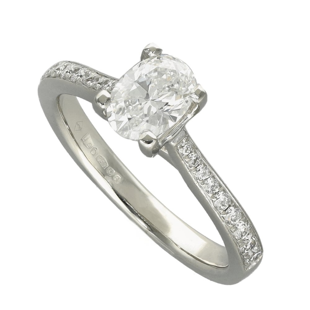Platinum Certified Oval Diamond Engagement Ring - 0.94ct