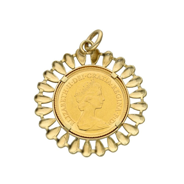 Yellow Gold 1982 Half Sovereign Coin Pendant - 6.4g