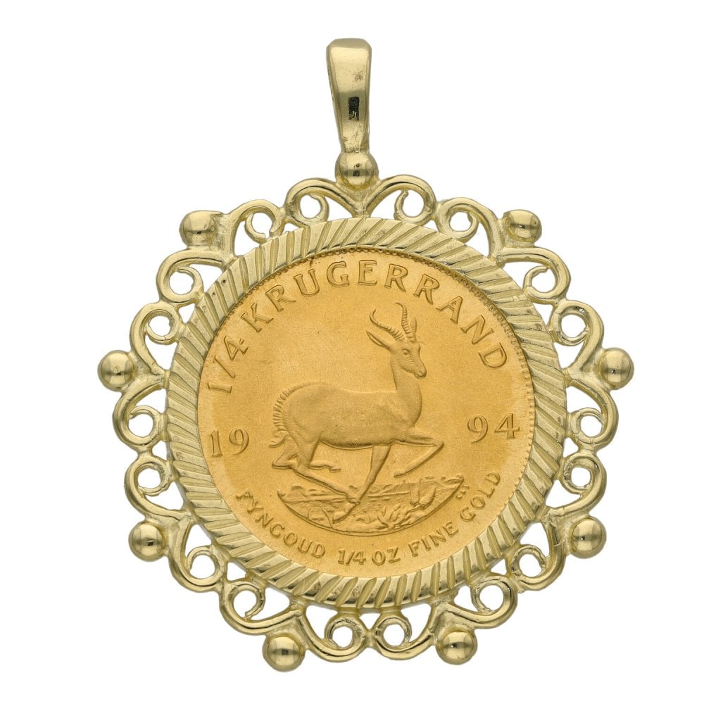 1994 Yellow Gold 1/4 Krugerrand Coin Pendant -11.8g