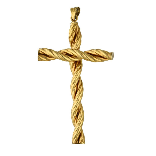 9ct Yellow Gold Twist Rope Cross - 2.2g