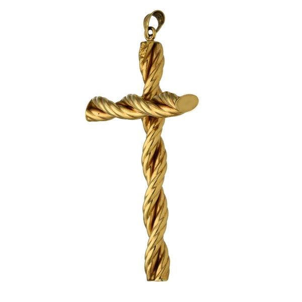 9ct Yellow Gold Twist Rope Cross - 2.2g