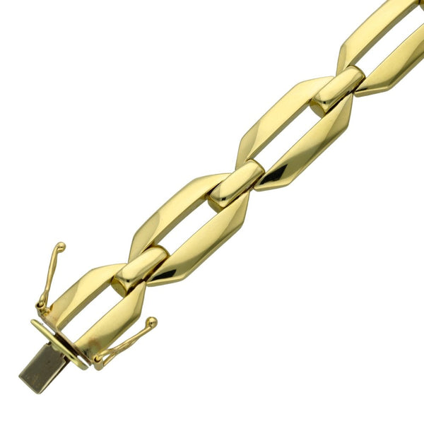 Ladies 9ct Yellow Gold 7" Fancy Bar Bracelet - 27.6g