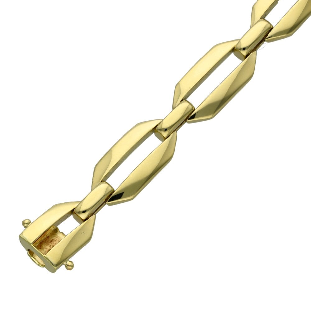 Ladies 9ct Yellow Gold 7" Fancy Bar Bracelet - 27.6g