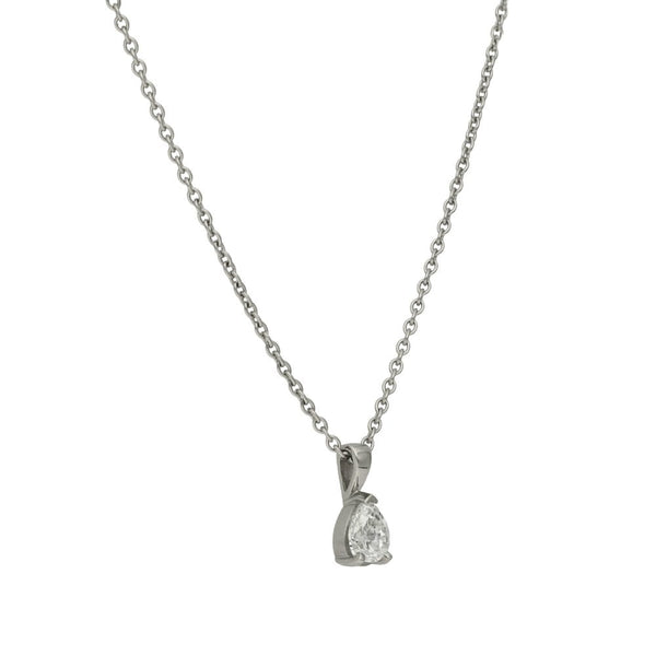 Platinum Pear Cut Diamond Pendant & Chain - 0.44ct