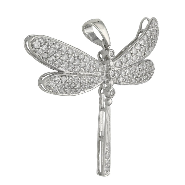 Ladies 9ct White Gold Cubic Zirconia Dragonfly Pendant - 4.3g