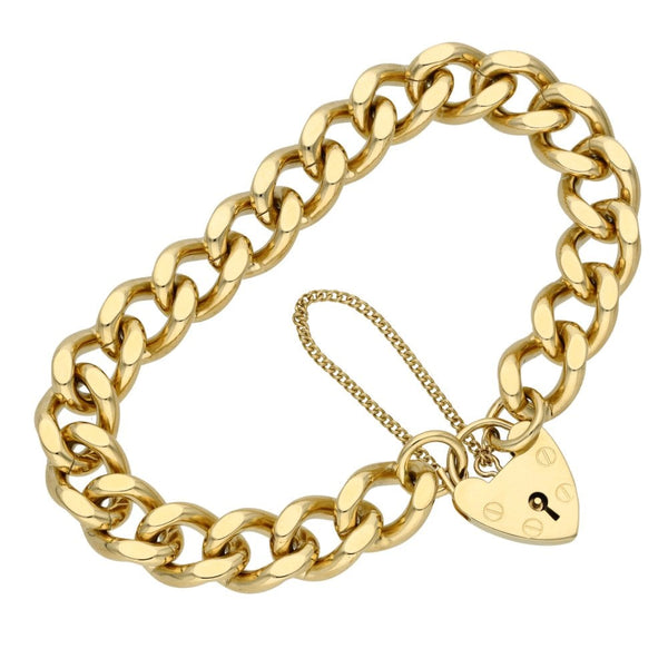 Ladies 9ct Yellow Gold Curb Bracelet - 55.5g