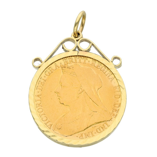1901 Yellow Gold Full Sovereign Coin Pendant - 9.5g