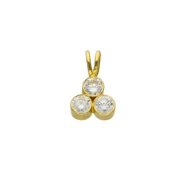 18ct Yellow Gold Diamond Trilogy Pendant - 8x12x3mm - 0.60ct