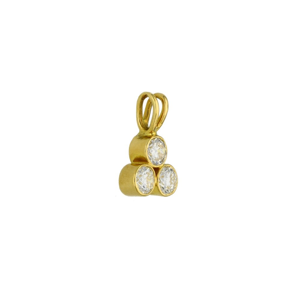 18ct Yellow Gold Diamond Trilogy Pendant - 8x12x3mm - 0.60ct